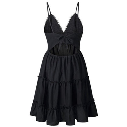 Sexy Bow Backless Mini Dress - Standout Style for Beach Adventures