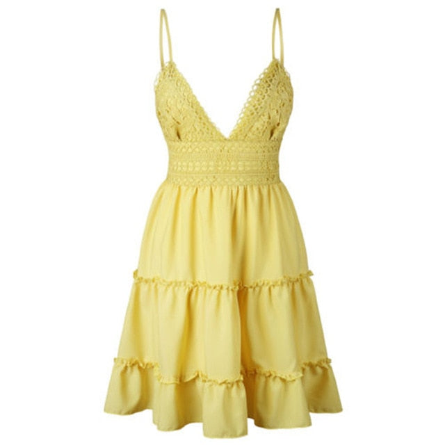 Sexy Bow Backless Mini Dress - Standout Style for Beach Adventures