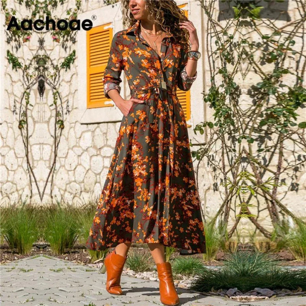 Aachoae Boho Floral Dress - Embrace Spring's Vibrant Elegance