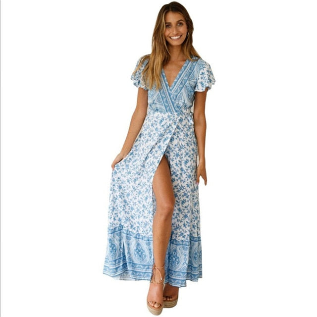 iFuture Women's Retro Floral Maxi Dress - Timeless Bohemian Elegance