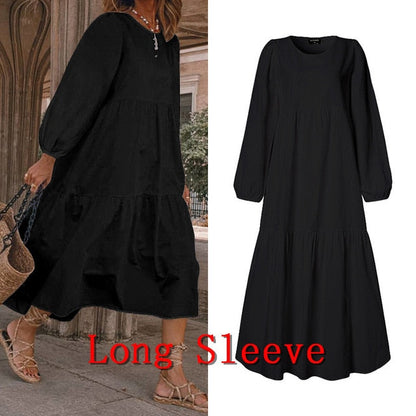 Vintage Lantern Sleeve Dress - Bohemian Elegance & Comfort