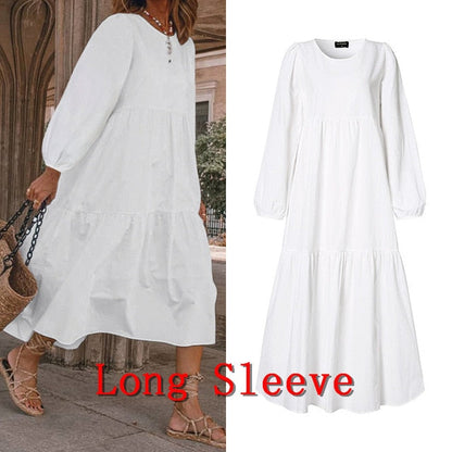 Vintage Lantern Sleeve Dress - Bohemian Elegance & Comfort