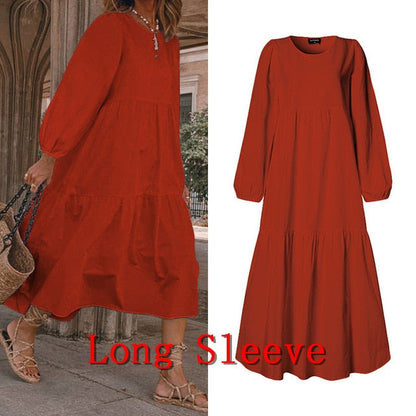Vintage Lantern Sleeve Dress - Bohemian Elegance & Comfort