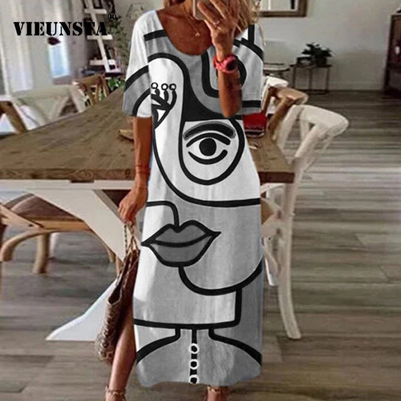 Vintage Butterfly Print Dress - Whimsical Summer Charm