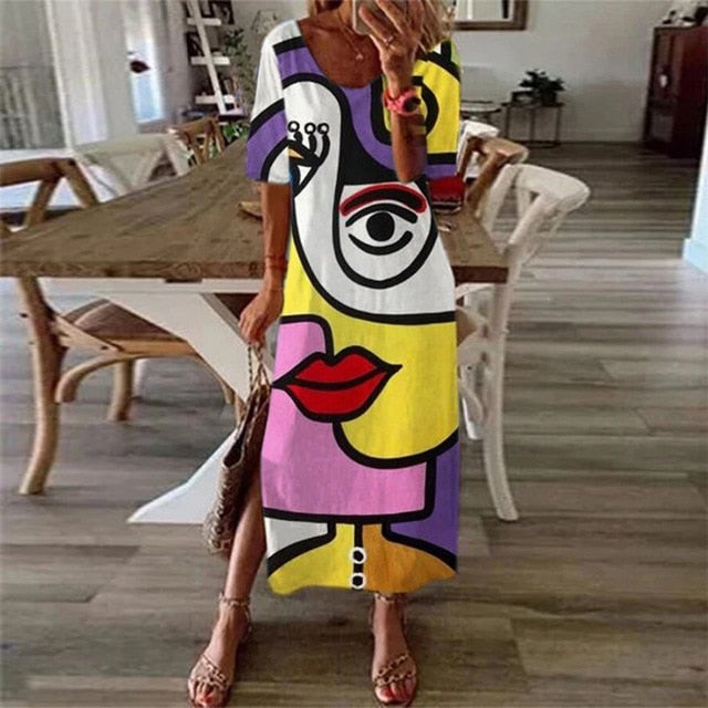 Vintage Butterfly Print Dress - Whimsical Summer Charm