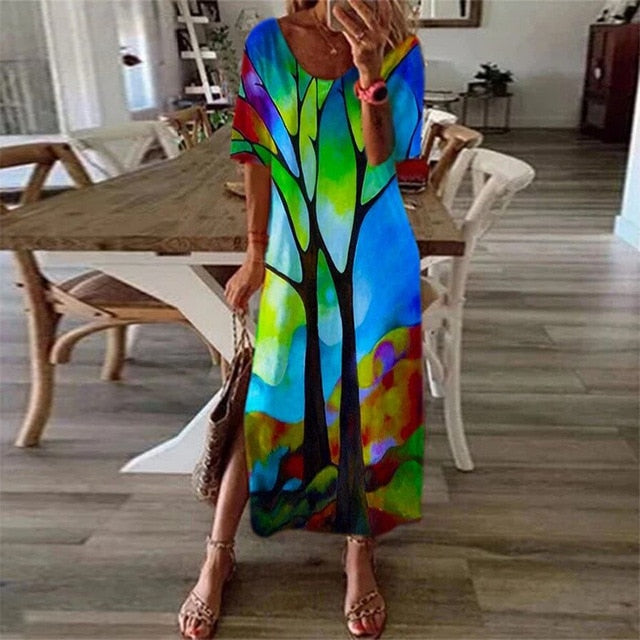 Vintage Butterfly Print Dress - Whimsical Summer Charm