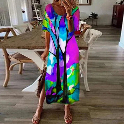 Vintage Butterfly Print Dress - Whimsical Summer Charm