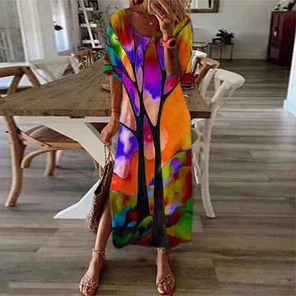 Vintage Butterfly Print Dress - Whimsical Summer Charm