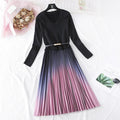 Elegant Knitted Patchwork Dress - Sophistication for Office & Casual