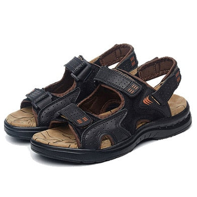 Mens Sandals Genuine Leather sandals Summer 2019 New Beach Men Casual Shoes Outdoor Sandals mens shoes designer Plus Size 38-46