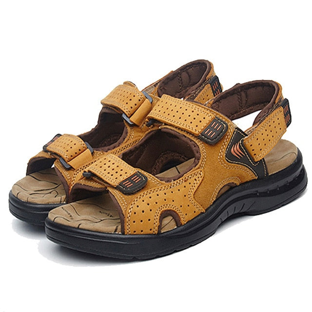 Mens Sandals Genuine Leather sandals Summer 2019 New Beach Men Casual Shoes Outdoor Sandals mens shoes designer Plus Size 38-46