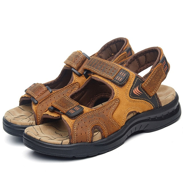 Mens Sandals Genuine Leather sandals Summer 2019 New Beach Men Casual Shoes Outdoor Sandals mens shoes designer Plus Size 38-46