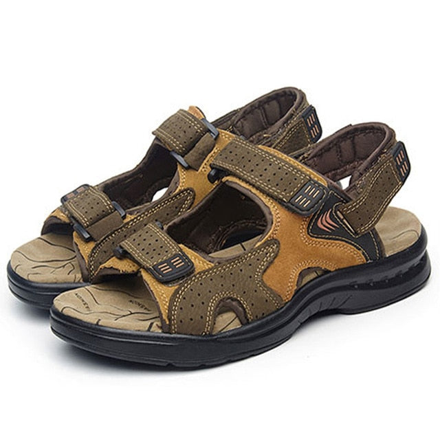 Mens Sandals Genuine Leather sandals Summer 2019 New Beach Men Casual Shoes Outdoor Sandals mens shoes designer Plus Size 38-46