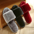 Faux rabbit fur sandals slippers