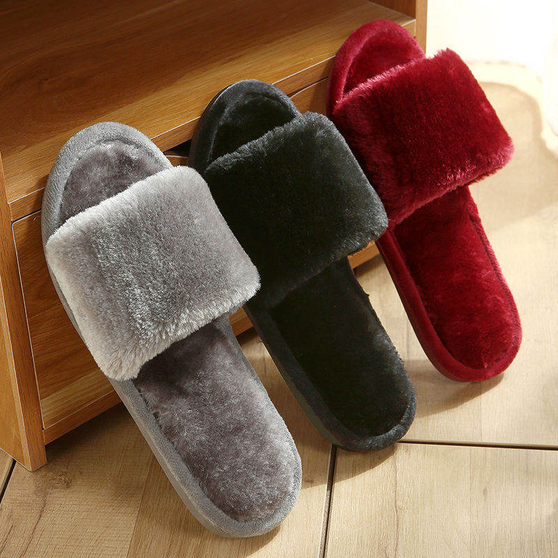 Faux rabbit fur sandals slippers