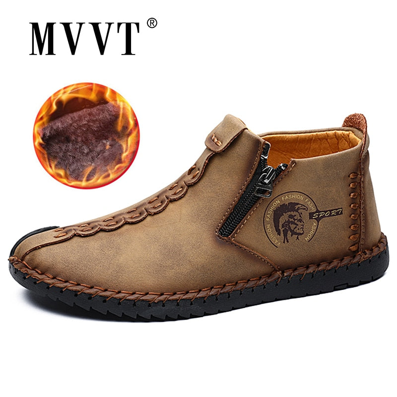 Plus Size Men Winter boots Split Leather Boots Men Snow Boots Super Comfort Winter Shoes Men Ankle Boots Fur Men Shoes Snow