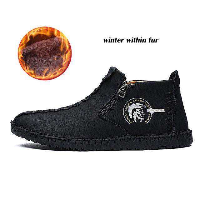Plus Size Men Winter boots Split Leather Boots Men Snow Boots Super Comfort Winter Shoes Men Ankle Boots Fur Men Shoes Snow