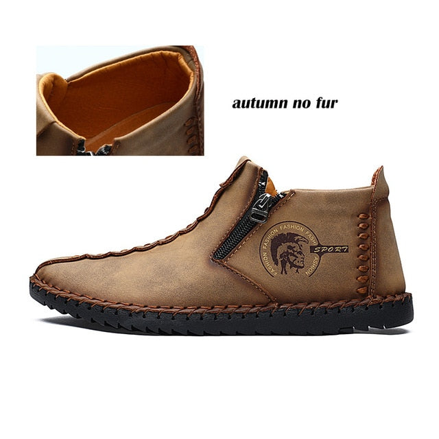 Plus Size Men Winter boots Split Leather Boots Men Snow Boots Super Comfort Winter Shoes Men Ankle Boots Fur Men Shoes Snow