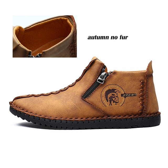 Plus Size Men Winter boots Split Leather Boots Men Snow Boots Super Comfort Winter Shoes Men Ankle Boots Fur Men Shoes Snow