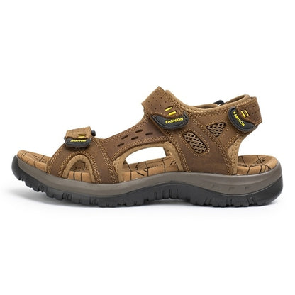 LINGGE Genuine Leather Men's Sandals - Summer Beach Comfort