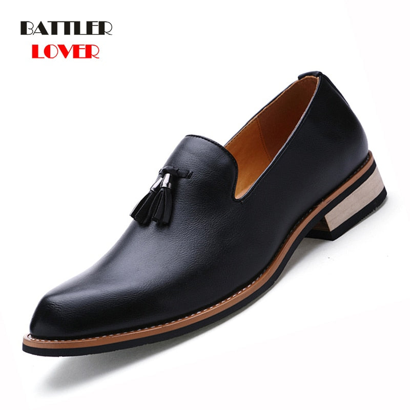 Men's Genuine Leather Tassel Loafers - Classic & Formal