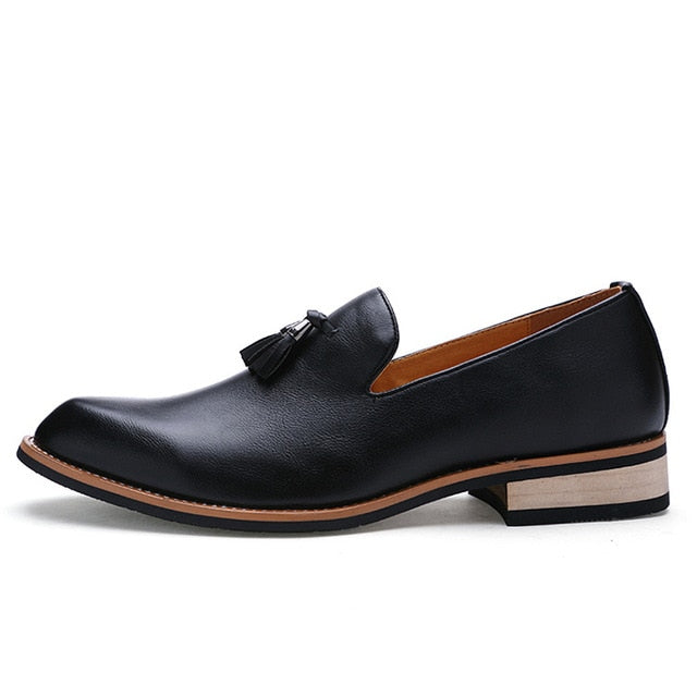 Men's Genuine Leather Tassel Loafers - Classic & Formal