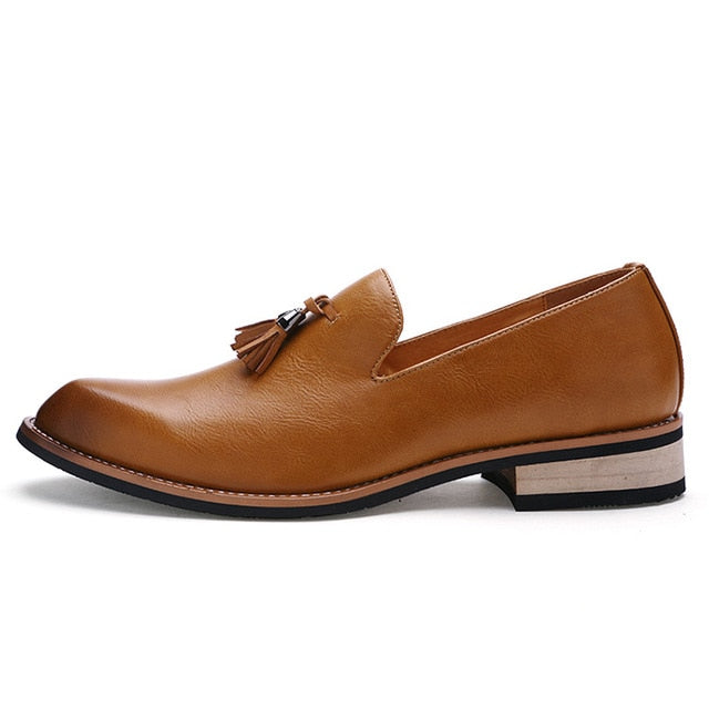 Men's Genuine Leather Tassel Loafers - Classic & Formal