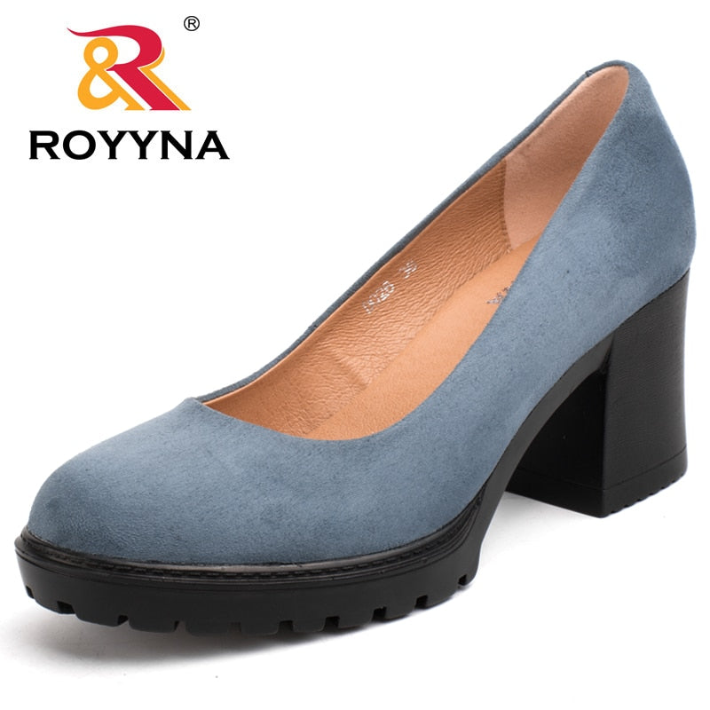 ROYYNA New Fashion Style Women Pumps Shallow Ladies Platform Shoes Round Toe Square Heels Women Wedding Shoes Wholesales