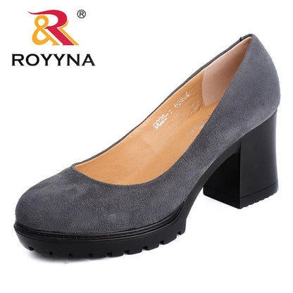 ROYYNA New Fashion Style Women Pumps Shallow Ladies Platform Shoes Round Toe Square Heels Women Wedding Shoes Wholesales