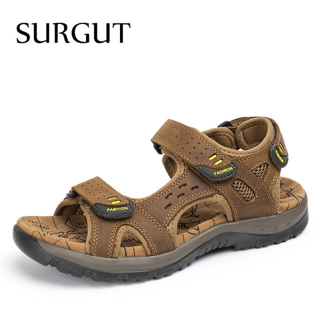 Men's Genuine Leather Sandals - Stylish Comfort for Summer Adventures