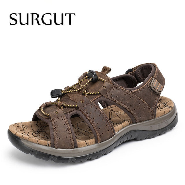 Men's Genuine Leather Sandals - Stylish Comfort for Summer Adventures