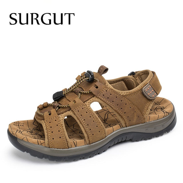 Men's Genuine Leather Sandals - Stylish Comfort for Summer Adventures