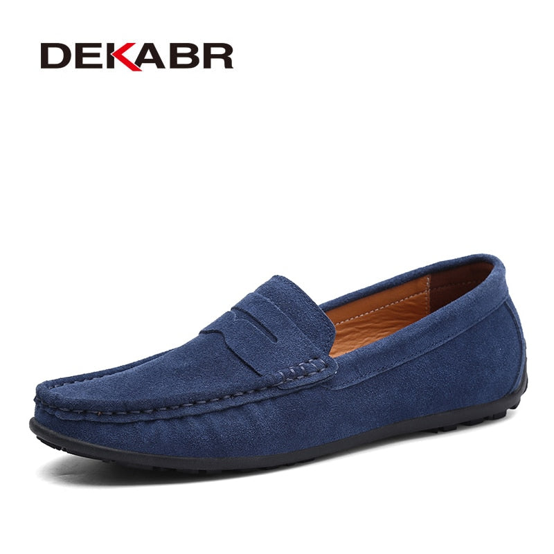 DEKABR Men’s Leather Slip-On Moccasins – Lightweight Comfort Loafers