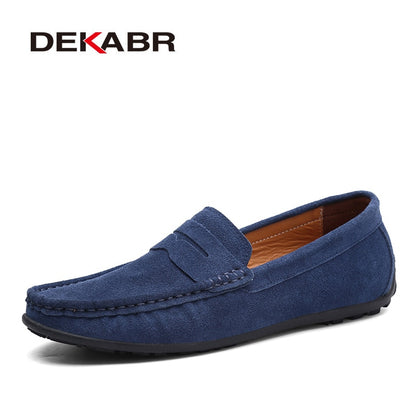 DEKABR Men’s Leather Slip-On Moccasins – Lightweight Comfort Loafers
