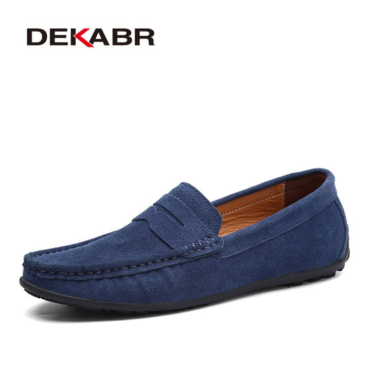 DEKABR Men’s Leather Slip-On Moccasins – Lightweight Comfort Loafers