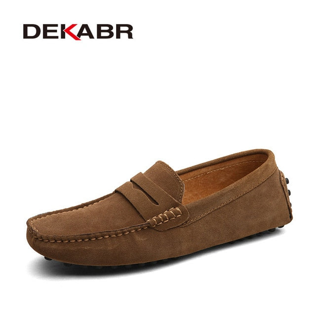DEKABR Men’s Leather Slip-On Moccasins – Lightweight Comfort Loafers