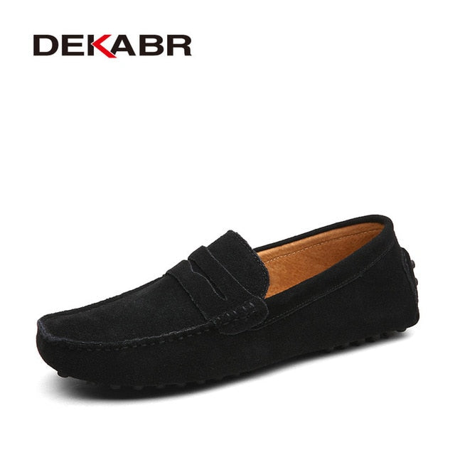 DEKABR Men’s Leather Slip-On Moccasins – Lightweight Comfort Loafers