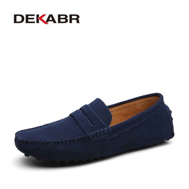 DEKABR Men’s Leather Slip-On Moccasins – Lightweight Comfort Loafers