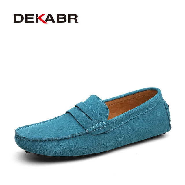 DEKABR Men’s Leather Slip-On Moccasins – Lightweight Comfort Loafers