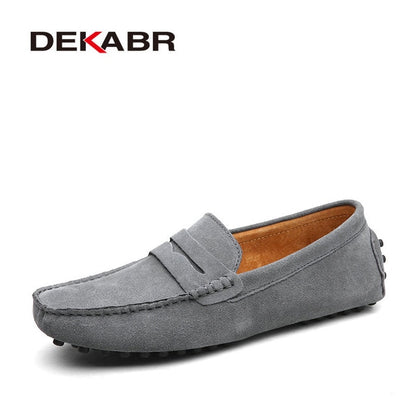 DEKABR Men’s Leather Slip-On Moccasins – Lightweight Comfort Loafers