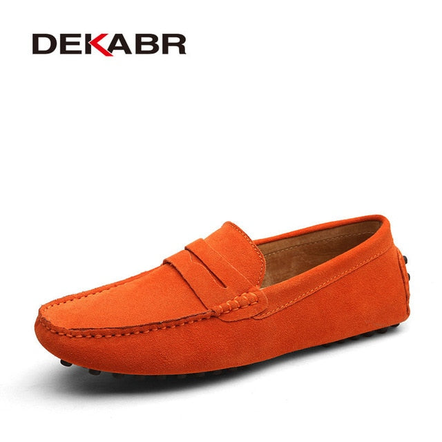 DEKABR Men’s Leather Slip-On Moccasins – Lightweight Comfort Loafers