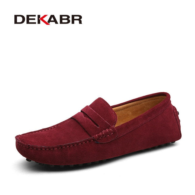 DEKABR Men’s Leather Slip-On Moccasins – Lightweight Comfort Loafers