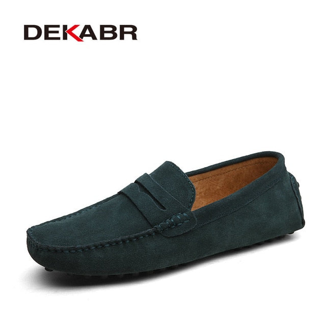 DEKABR Men’s Leather Slip-On Moccasins – Lightweight Comfort Loafers