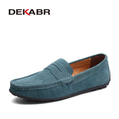 DEKABR Men’s Leather Slip-On Moccasins – Lightweight Comfort Loafers