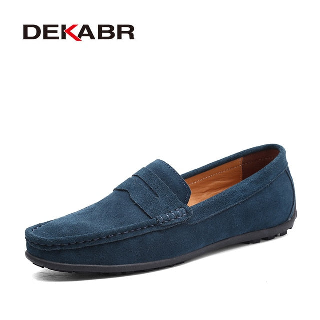 DEKABR Men’s Leather Slip-On Moccasins – Lightweight Comfort Loafers