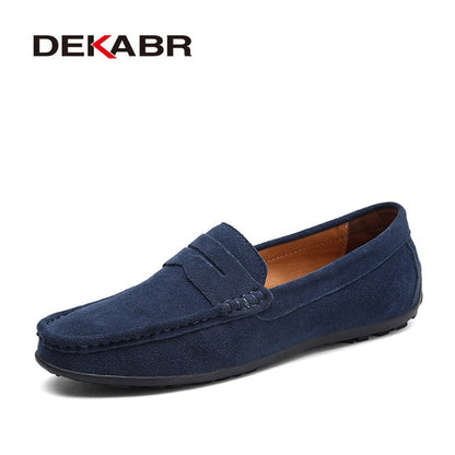 DEKABR Men’s Leather Slip-On Moccasins – Lightweight Comfort Loafers