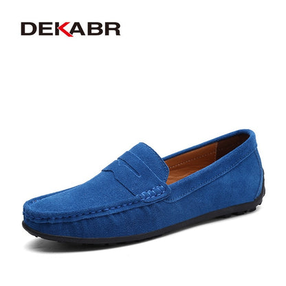 DEKABR Men’s Leather Slip-On Moccasins – Lightweight Comfort Loafers