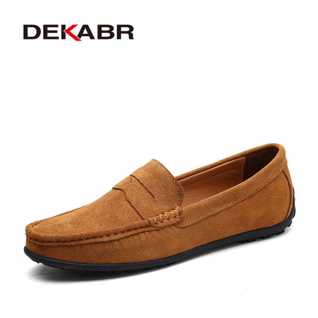 DEKABR Men’s Leather Slip-On Moccasins – Lightweight Comfort Loafers