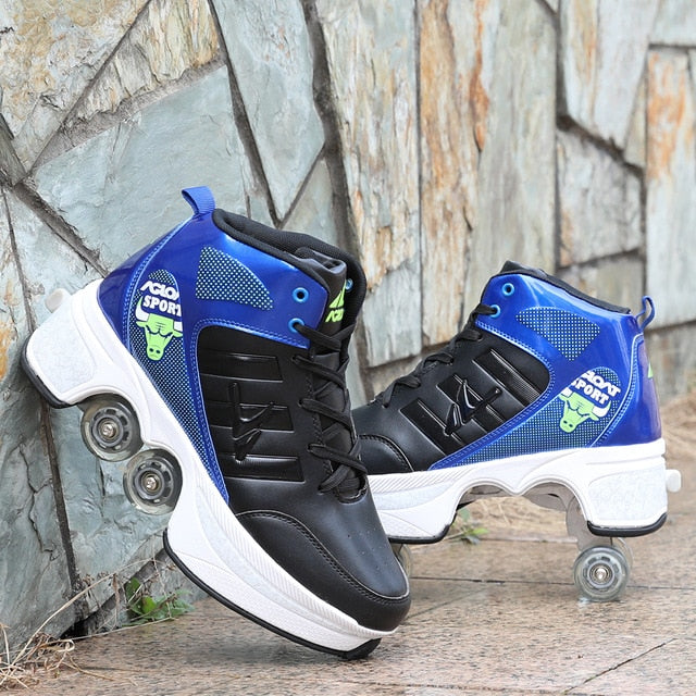 Unisex Walk+Skates - Versatile Sneakers with Deformable Wheels