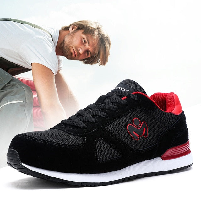LARNMERN Men's Work Safety Shoes Steel Toe Construction Sneaker Breathable Lightweight Anti-smashing Anti-static Non-slip shoe
